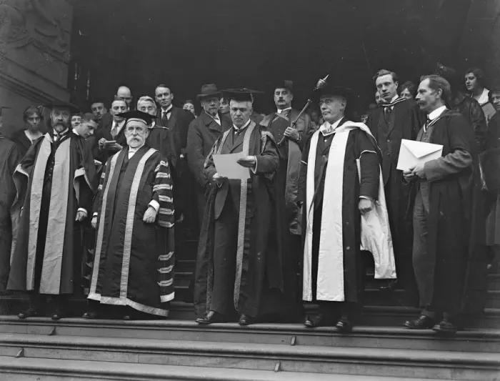 Framed Print : The declaration of the poll in cap and gown election, London University left to Framed Print : The declaration of the poll in cap and gown election, London University left to