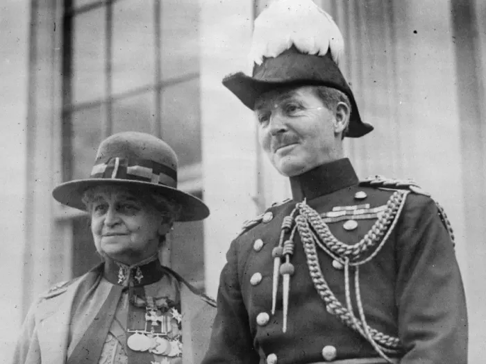 Framed Print : Most Decorated Woman in the World Dame McCarthy with Colonel Charlton, Military Framed Print : Most Decorated Woman in the World Dame McCarthy with Colonel Charlton, Military