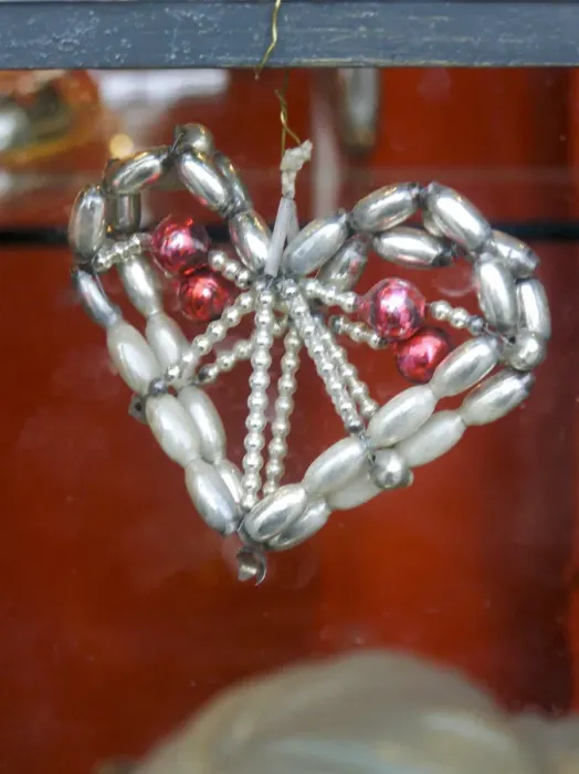 Framed Print : Decorative antique Christmas hanging bauble in shop window in Gothenburg, Sweden credit