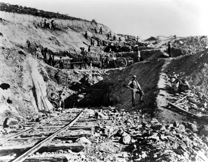 Framed Print : Deepcut No 1 west of Wilhelmina Pass, Weber Canyon showing method of excavation Framed Print : Deepcut No 1 west of Wilhelmina Pass, Weber Canyon showing method of excavation