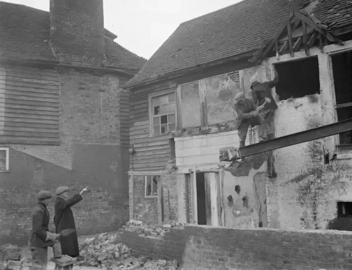 Framed Print : Demolition of the old Shoreham Paper Mill. 10 February 1936 Framed Print : Demolition of the old Shoreham Paper Mill. 10 February 1936