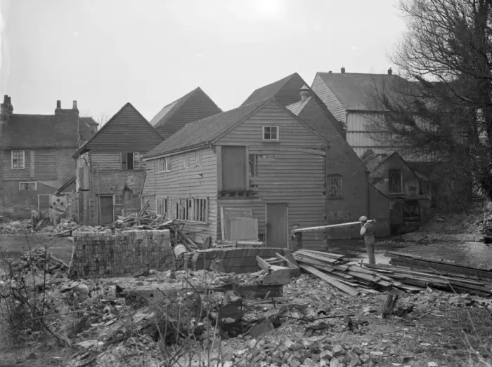 Framed Print : Demolition of the Shoreham Paper Mill. 10 February 1936 Framed Print : Demolition of the Shoreham Paper Mill. 10 February 1936