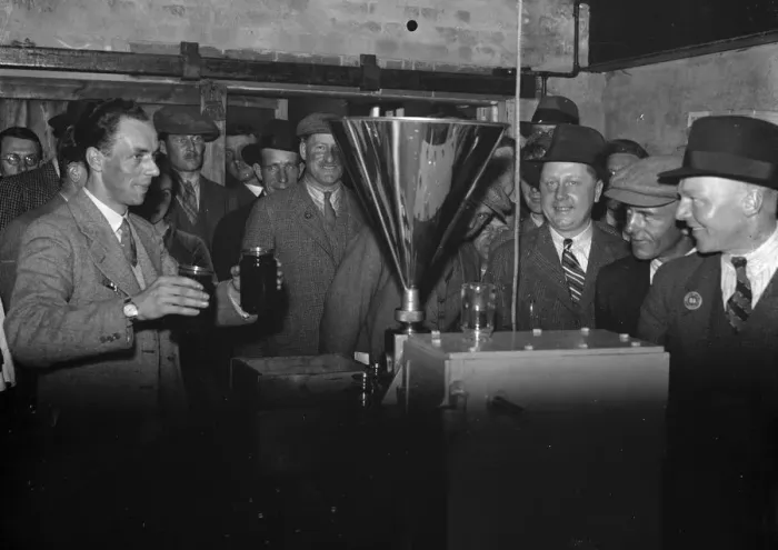 Framed Print : Demonstration at a canning factory. 1935 Framed Print : Demonstration at a canning factory. 1935