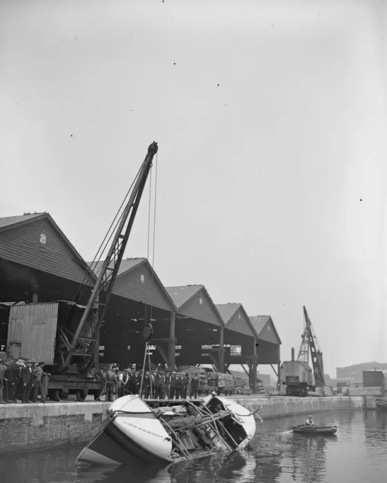 Framed Print : Demonstration of self righting lifeboat ( motor ) at West India Docks 12 June 1925 Framed Print : Demonstration of self righting lifeboat ( motor ) at West India Docks 12 June 1925