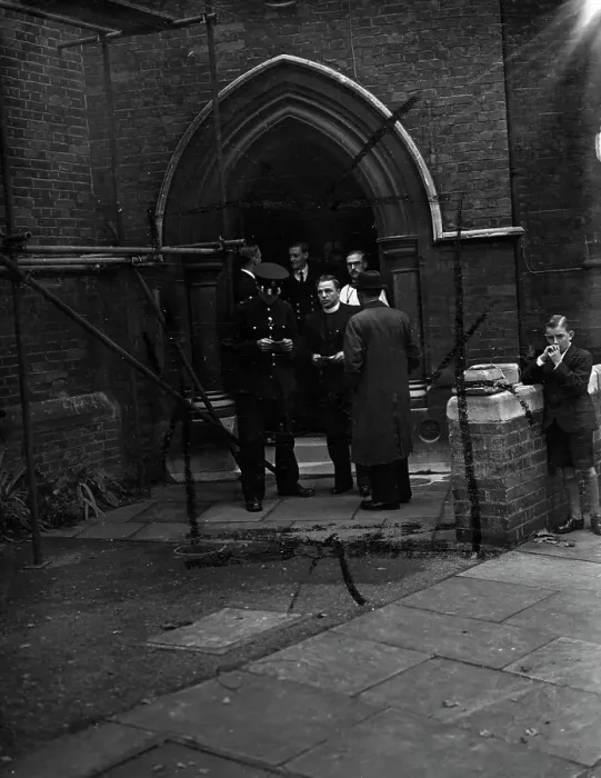 Framed Print : A demonstration stage this morning at the church of St Cuthbert, Philbrach Gardens
