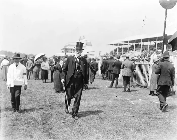 Framed Print : Derby day at Epsom Lord D Abernon walking on the course 31 May 1922 Framed Print : Derby day at Epsom Lord D Abernon walking on the course 31 May 1922