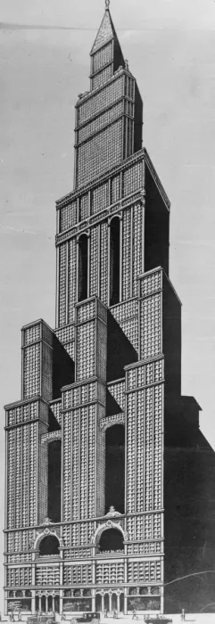 Framed Print : Designs for 140 storey hotel submitted to New York city fathers, at civic authorities Framed Print : Designs for 140 storey hotel submitted to New York city fathers, at civic authorities