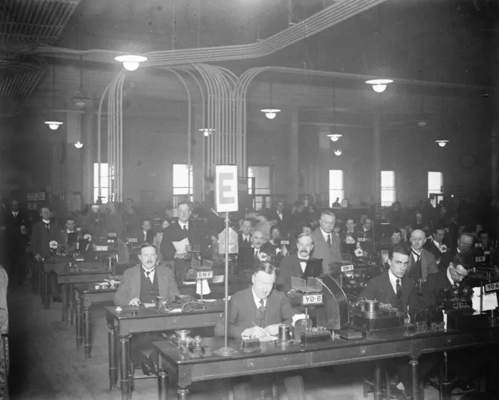 Framed Print : Despatching Election news and results. At the Central Telegraph Office of the GPO Framed Print : Despatching Election news and results. At the Central Telegraph Office of the GPO