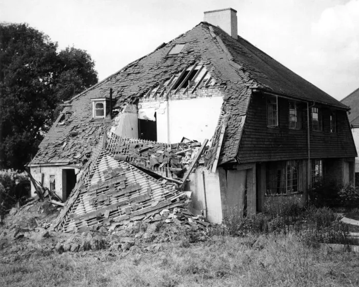 Framed Print : A destroyed home, after a German air raid