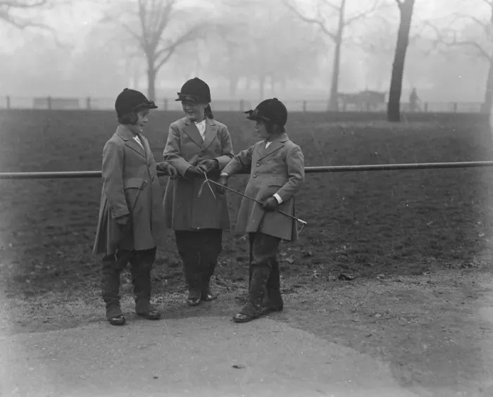 Framed Print : Dianas of the row. Three little horsewomen in the Row daughters of the Hon Mrs Howitt Framed Print : Dianas of the row. Three little horsewomen in the Row daughters of the Hon Mrs Howitt