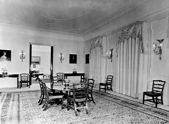 Framed Print : The dining room at Clarence House. 27th October 1949