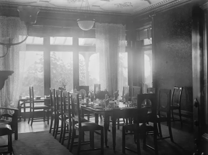 Framed Print : Dining room in Oakhill. 1928