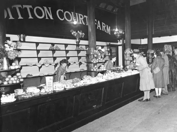 Framed Print : Ditton Court Farm - tea room counter. Ditton, Kent, England November 1947 Framed Print : Ditton Court Farm - tea room counter. Ditton, Kent, England November 1947
