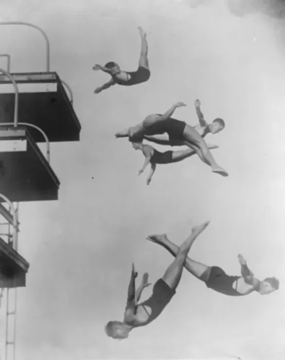 Framed Print : Diving six at once 1929 Framed Print : Diving six at once 1929