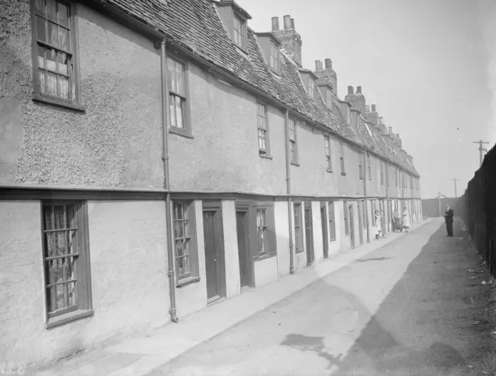Framed Print : Dock Row in Northfleet, Kent - workers cottages. 1938 Framed Print : Dock Row in Northfleet, Kent - workers cottages. 1938