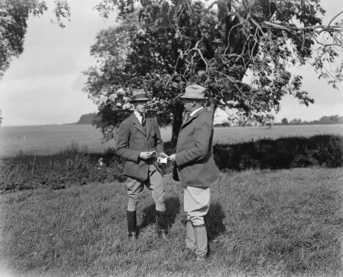 Framed Print : Dog detectives. Man hunting trials at Savernake. Lord Ailesbury, DSO and his son Lord Cardigan Framed Print : Dog detectives. Man hunting trials at Savernake. Lord Ailesbury, DSO and his son Lord Cardigan