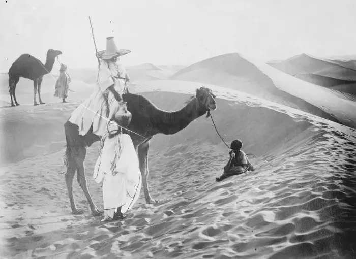 Framed Print : Where they don t have floods. A scene in the Sahara, showing an Arab tribesman