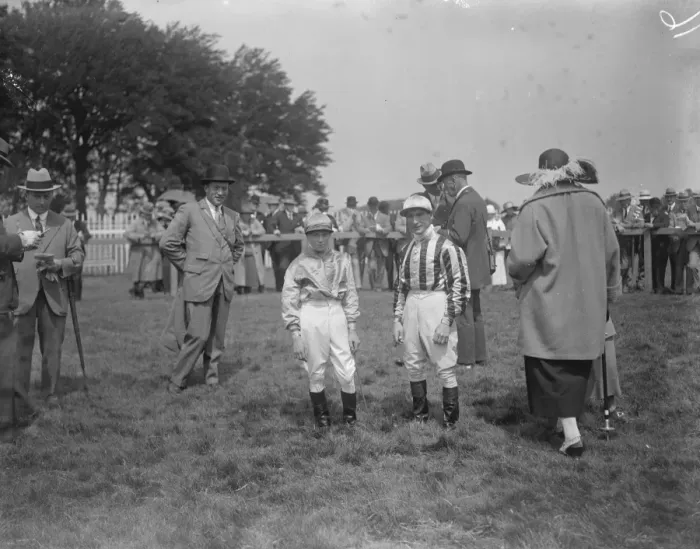 Framed Print : Donoghue Junior makes his bow to the public as a jockey at Salisbury. Donoghue and his son Framed Print : Donoghue Junior makes his bow to the public as a jockey at Salisbury. Donoghue and his son