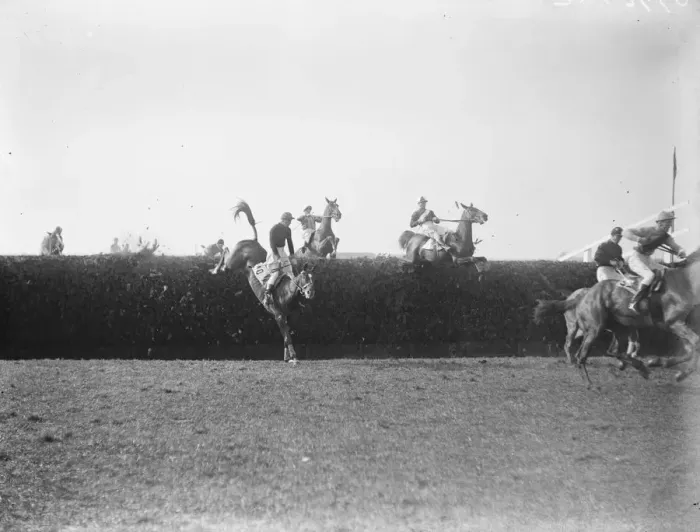 Framed Print : Double Chance wins the Grand National Some of the field taking Bechers Brook Framed Print : Double Chance wins the Grand National Some of the field taking Bechers Brook