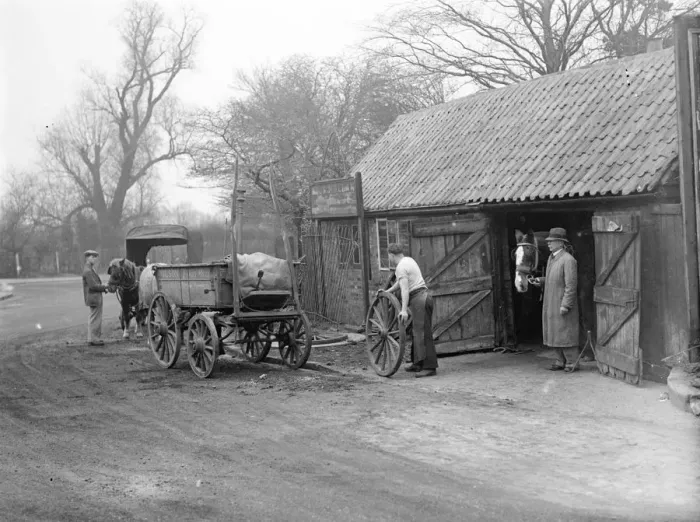 Framed Print : Doug Hollands blacksmith forge, over 100 years old, pictured before it was bombed