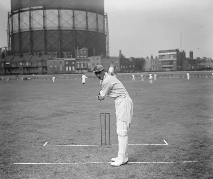 Framed Print : Douglas Jardine ( Surrey and England ). The start of a defence stroke. 10 September Framed Print : Douglas Jardine ( Surrey and England ). The start of a defence stroke. 10 September