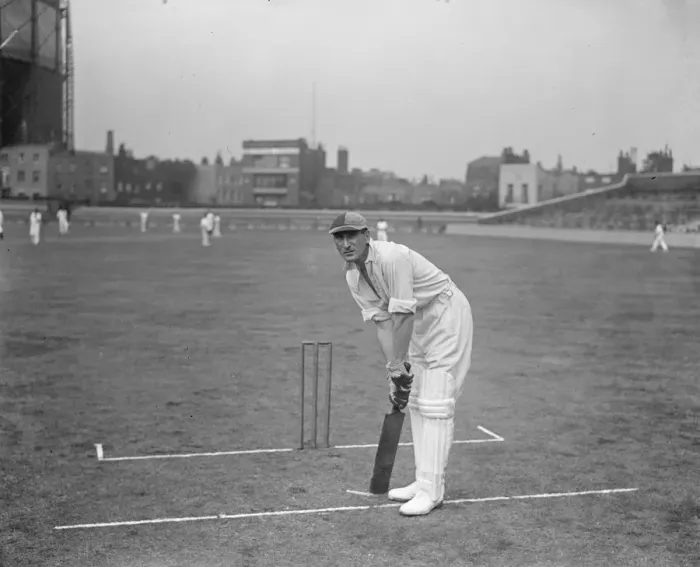 Framed Print : Douglas Jardine ( Surrey ) on guard. 10 September 1929