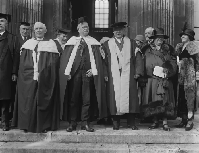 Framed Print : Dr James Loeb and the Bishop of Bangor receive honorary degrees at Cambridge. Left to right Framed Print : Dr James Loeb and the Bishop of Bangor receive honorary degrees at Cambridge. Left to right