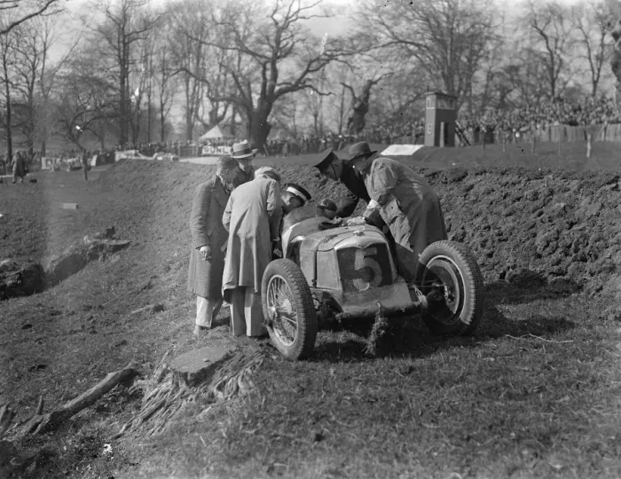 Framed Print : Driver escapes in 100 miles an hour crash at British Empire trophy races. Wel Handley Framed Print : Driver escapes in 100 miles an hour crash at British Empire trophy races. Wel Handley