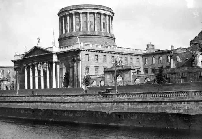 Framed Print : Dublin. The Four Courts. August 1923 Note bomb damage still in place from Framed Print : Dublin. The Four Courts. August 1923 Note bomb damage still in place from