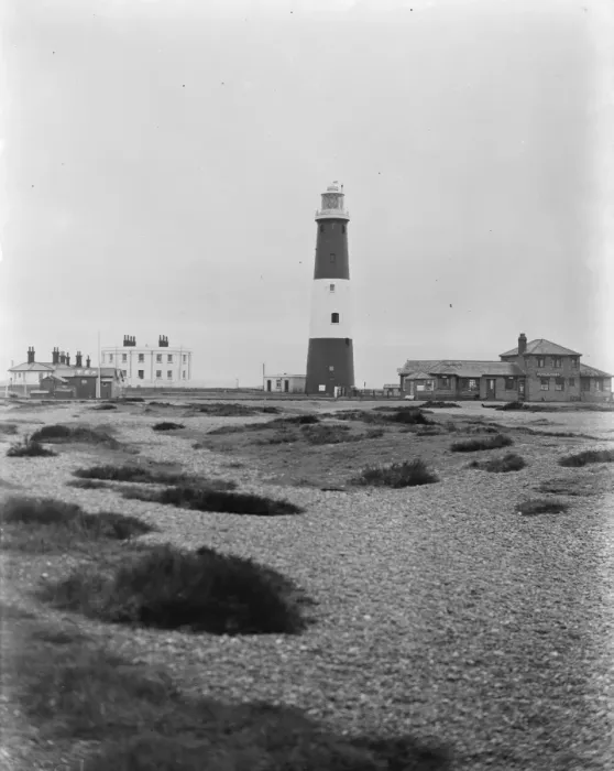 Framed Print : Dungeness light house in Kent. 17 January 1939 Framed Print : Dungeness light house in Kent. 17 January 1939