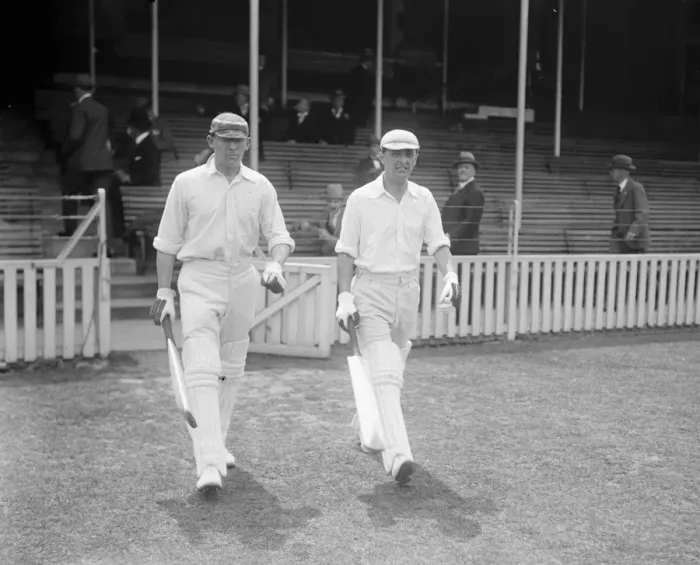 Framed Print : E W Dawson and F J Seabrook coming out to bat. 1926