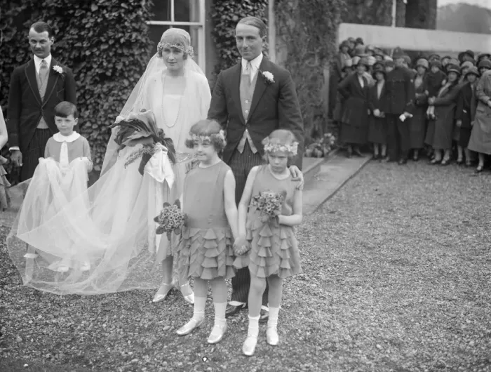 Framed Print : The Earl of Westopelandss brother weds. The wedding took place at Hollywell