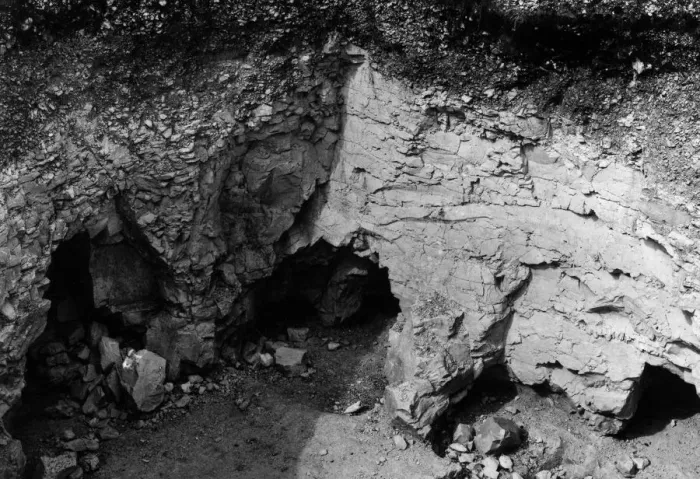 Framed Print : Early man: Neolithic flint mining shaft, Blackpatch Hill, near Findon, Sussex Framed Print : Early man: Neolithic flint mining shaft, Blackpatch Hill, near Findon, Sussex