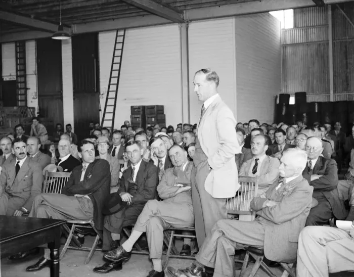 Framed Print : East Malling Research Station open day. Questions from the floor from Mr T Neame. 1937 Framed Print : East Malling Research Station open day. Questions from the floor from Mr T Neame. 1937