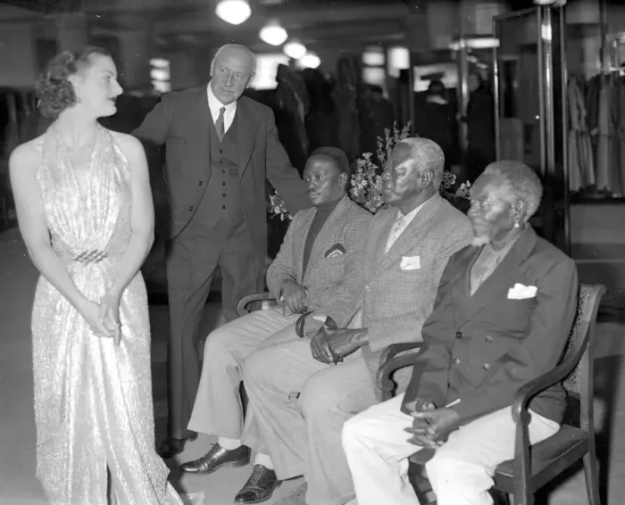 Framed Print : East meets West. Ndansa Kumalo, the Southern Rhodesia native chieftain, meets Dawn