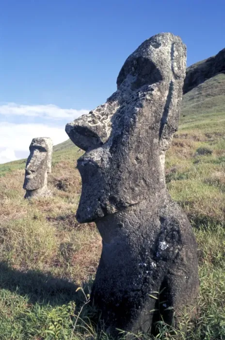 Framed Print : EASTER ISLAND - One of the upright giant statues near the ancient volcanic quarry Framed Print : EASTER ISLAND - One of the upright giant statues near the ancient volcanic quarry
