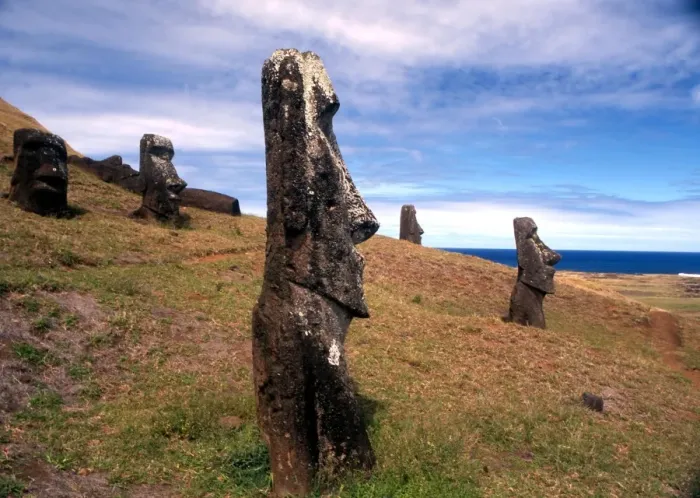 Framed Print : EASTER ISLAND - One of the upright giant statues near the ancient volcanic quarry Framed Print : EASTER ISLAND - One of the upright giant statues near the ancient volcanic quarry