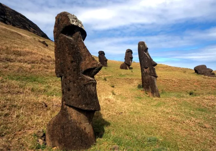 Framed Print : EASTER ISLAND - One of the upright giant statues near the ancient volcanic quarry Framed Print : EASTER ISLAND - One of the upright giant statues near the ancient volcanic quarry
