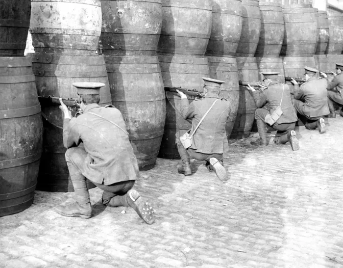 Framed Print : Easter Rising (originally captioned The Dublin rebellion) British Army sniping Framed Print : Easter Rising (originally captioned The Dublin rebellion) British Army sniping
