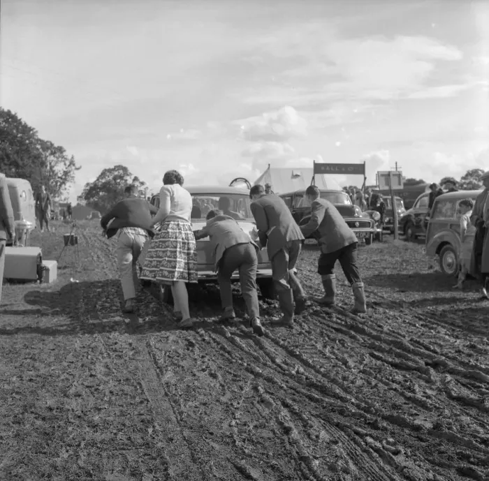 Framed Print : The Edenbridge and Oxted Show - 2 August 1960 After heavy rain many cars had to Framed Print : The Edenbridge and Oxted Show - 2 August 1960 After heavy rain many cars had to