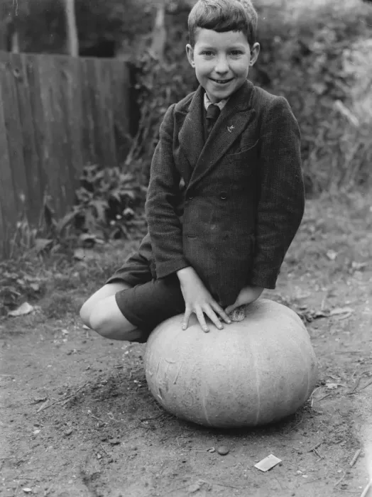 Framed Print : Edward Harrison from North Cray, Kent, poses with the pumpkin that he grew. 1938 Framed Print : Edward Harrison from North Cray, Kent, poses with the pumpkin that he grew. 1938