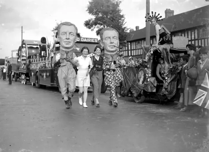 Framed Print : Eltham Carnival in Kent. Big Heads. 1934 Framed Print : Eltham Carnival in Kent. Big Heads. 1934