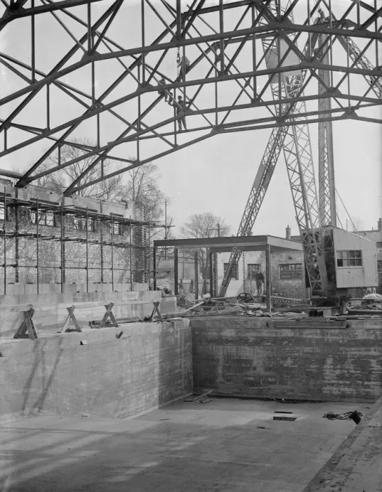Framed Print : At Eltham the new swimming baths in course of construction. 1938 Framed Print : At Eltham the new swimming baths in course of construction. 1938