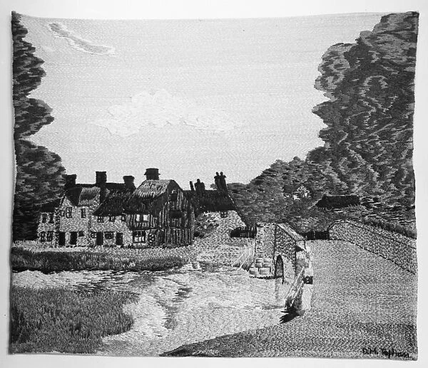 An embroided picture of Eynsford bridge. 1936
