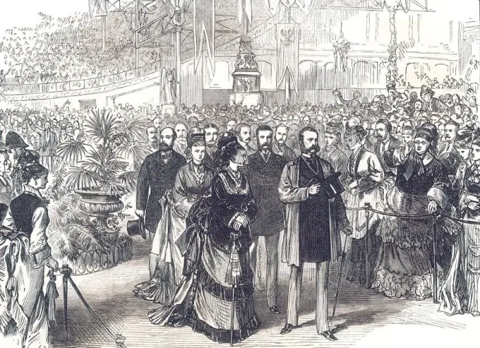 Framed Print : The Emperor of Russia at the Crystal Palace: The royal party passing up the nave. May 1874 Framed Print : The Emperor of Russia at the Crystal Palace: The royal party passing up the nave. May 1874