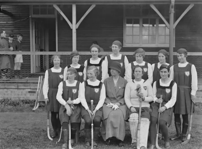 Framed Print : England Ladies Hockey Team for the South Africa tour at Merton Abbey, London. Left Framed Print : England Ladies Hockey Team for the South Africa tour at Merton Abbey, London. Left