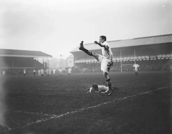 Framed Print : England versus the Rest of the World at Twickenham. H L V Day kicking a goal for