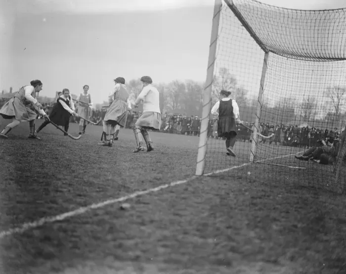 Framed Print : England versus Scotland, ladies hockey at Richmond. 16 March 1921 Framed Print : England versus Scotland, ladies hockey at Richmond. 16 March 1921