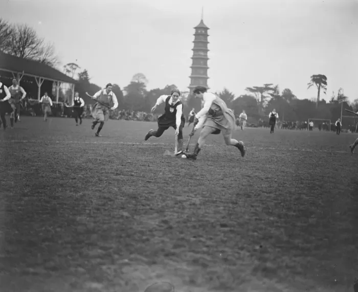 Framed Print : England versus Scotland, ladies hockey at Richmond. 16 March 1921 Framed Print : England versus Scotland, ladies hockey at Richmond. 16 March 1921