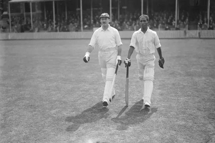 Framed Print : England versus West Indies at the Oval. Clifford Roach and George Challenor going Framed Print : England versus West Indies at the Oval. Clifford Roach and George Challenor going
